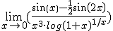 \lim_{x \to 0}( \frac{sin(x)-\frac{1}{2} sin(2x)}{x^3 \cdot log(1+x)^{1/x}})