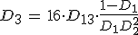 D_3\,=\,16\cdot D_{13} \cdot\frac{1-D_1}{D_1D_2^2}